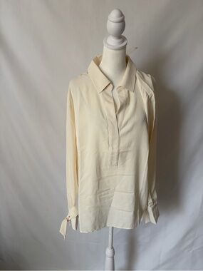 New Peace Love World Y-Neck Blouse W/ Bow Sleeve Detail Pristine size Medium